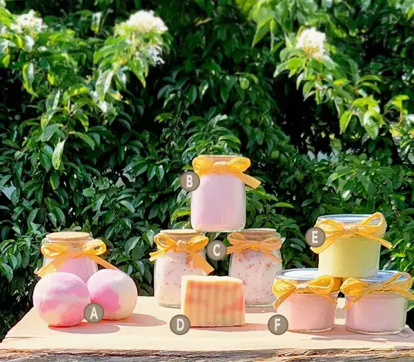 Cherry Blossom scent line with alphanumeric notation for each product.