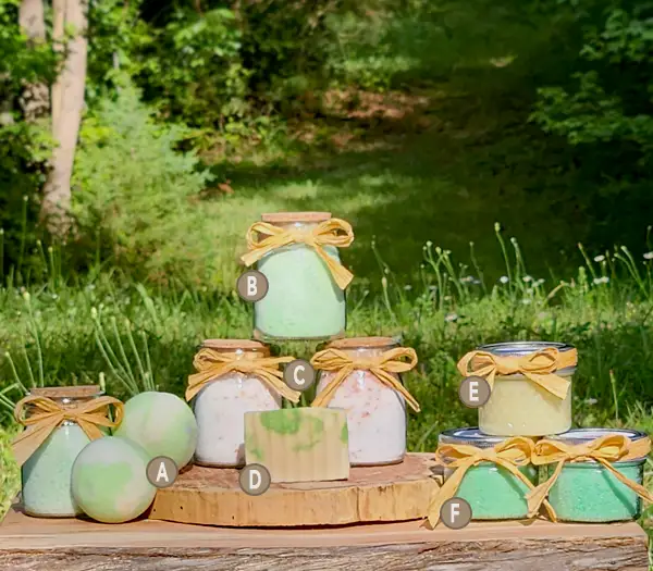 Eucalyptus scent line with alphanumeric notation for each product.