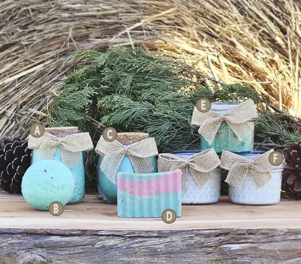 The Grinch scent line with alphanumeric notation for each product.